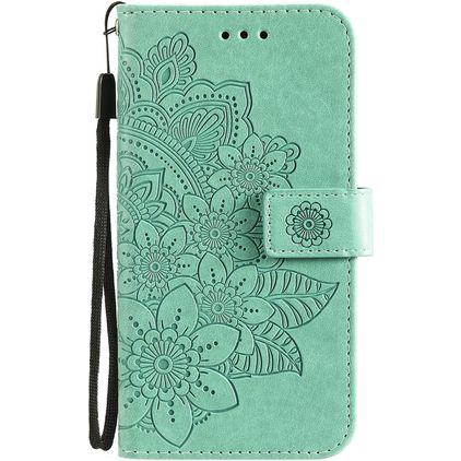 Mobigear Flowers OPPO A54 5G Étui Portefeuille - Turquoise