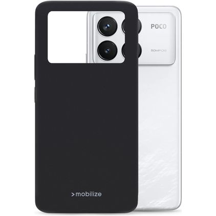 Mobilize Rubber Gelly Coque POCO F6 Pro Coque arrière en TPU Souple - Matt Black