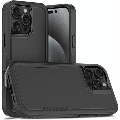 Mobigear Heavy Armor Coque iPhone 16 Pro Max Coque arrière Rigide Anti-Chocs - Noir