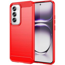 Mobigear Brushed Slim Coque OPPO Reno 12 Pro Coque arrière en TPU Souple - Rouge