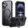 Mobigear Frosted Mag Coque iPhone 17 MagSafe Coque arrière Rigide avec Support Amovible - Noir