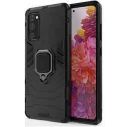 Mobigear Armor Ring Coque Samsung Galaxy S20 FE Coque arrière Rigide Anti-Chocs avec Anneau-Support - Noir