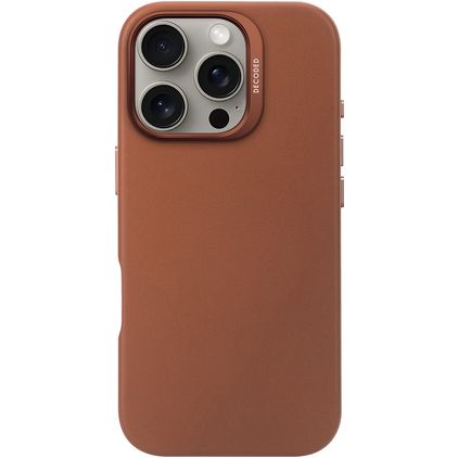 Decoded Coque iPhone 16 Pro MagSafe Coque arrière en Cuir Véritable - Tan