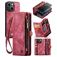 CaseMe 008 iPhone 13 Coque Étui 2en1 avec coque amovible Portefeuille - Rouge