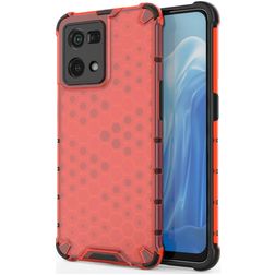 Mobigear Honeycomb Coque OPPO Reno 7 4G Coque arrière Rigide Anti-Chocs - Rouge