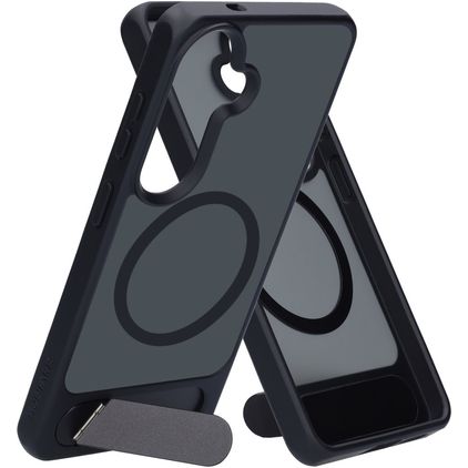 Mobiparts Hardcover Coque Samsung Galaxy S26 MagSafe Coque arrière Rigide avec Support Amovible - Satin Black