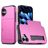 Mobigear Card Coque iPhone 18 Coque arrière Rigide Anti-Chocs avec Porte-Cartes - Rose Red