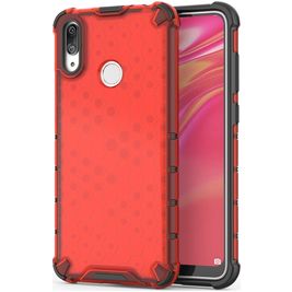 Mobigear Honeycomb Coque Huawei Y7 (2019) Coque arrière Rigide Anti-Chocs - Rouge