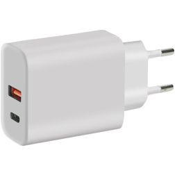 Mobiparts Wall Charger - Double USB / USB-C Chargeur Quick Charge 45W - Blanc