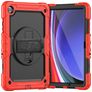 Mobigear SureGrip Xtreme Coque Samsung Galaxy Tab A9 Plus (2023) Coque arrière en Plastique rigide,Silicone + Bandoulière + Support Amovible - Rouge