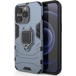 Mobigear Armor Ring Coque iPhone 13 Pro Coque arrière Rigide Anti-Chocs avec Anneau-Support - Bleu