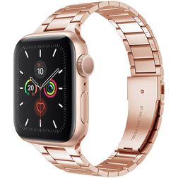 Mobigear Lissabon Bracelet Acier pour Apple Watch Fermeture boucle déployante - 42/41/40/38 mm - Rose doré