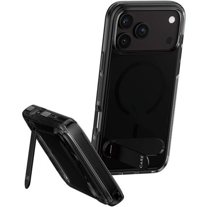 CARE by PanzerGlass Kickstand iPhone 18 Pro Max MagSafe Plastique rigide Coque arrière Antichoc avec béquille - Noir