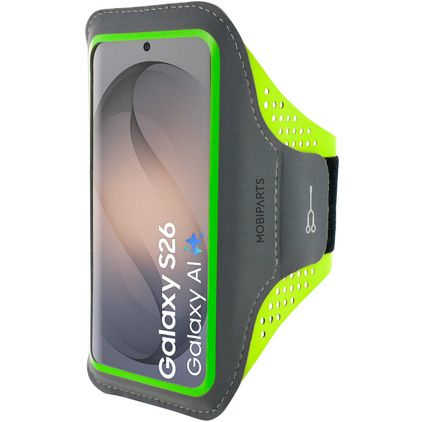 Mobiparts Comfort Fit Brassard Téléphone Samsung Galaxy S26 Brassard Coque de Sport en Neoprène - Neon Green