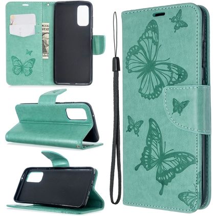 Mobigear Butterfly Samsung Galaxy S20 Étui Portefeuille - Turquoise