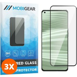 Mobigear Premium Realme GT2 Pro Verre trempé Protection d'écran - Compatible Coque - Noir (Lot de 3)