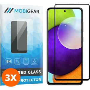 Mobigear Premium Samsung Galaxy A52 Verre trempé Protection d'écran - Compatible Coque - Noir (Lot de 3)