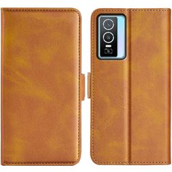 Mobigear Slim Magnet Housse Vivo Y76 Etui Porte-Monnaie - Cognac