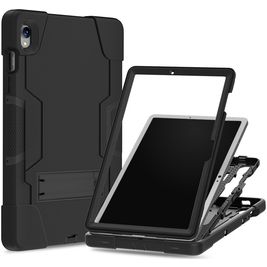 Xccess Survivor Essential Coque Samsung Galaxy Tab S9 FE Plus Coque arrière en Plastique rigide,Silicone + Support Amovible - Noir