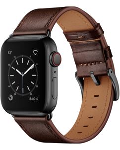 Mobigear Firenze Bracelet Cuir Apple Watch Fermeture boucle ardillon - 49/46/45/44 mm - Marron
