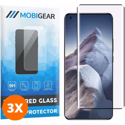 Mobigear Premium Xiaomi Mi 11 Ultra Verre trempé Protection d'écran - Compatible Coque - Noir (Lot de 3)