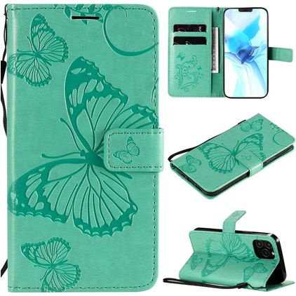 Mobigear Butterfly Housse iPhone 12 Pro Etui Porte-Monnaie - Turquoise