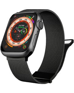 Mobigear Luxury Loop Bracelet Milanais Apple Watch Fermeture magnétique - 49/46/45/44 mm - Noir