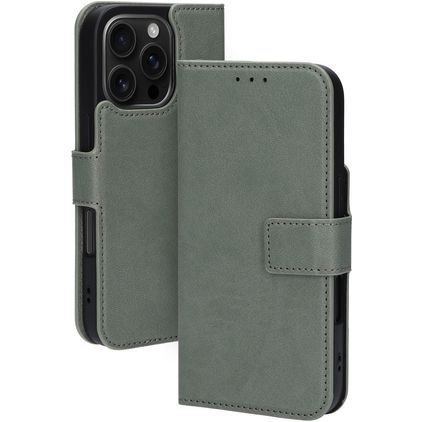 Mobiparts Classic Wallet MagSafe iPhone 16 Pro Étui Portefeuille - Stone Green