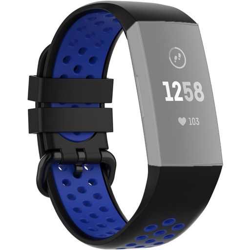 Mobigear Sport Plus Buckle Bracelet Silicone Fitbit Charge 3 Fermeture boucle ardillon - Noir / Bleu