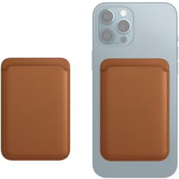 Mobigear Wallet - Porte Cartes en - 3 Cartes - Compatible MagSafe - Marron