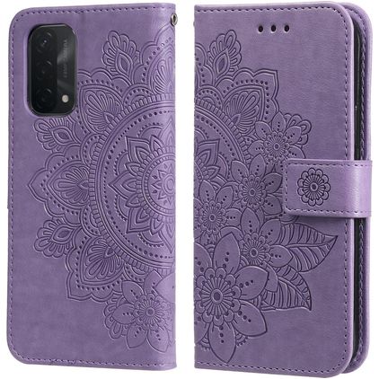 Mobigear Flowers OPPO A74 5G Étui Portefeuille - Violet