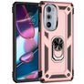 Mobigear Armor Ring Coque Motorola Edge 30 Pro Coque arrière Rigide Anti-Chocs avec Anneau-Support - Rose doré