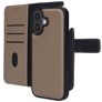 Mobiparts Housse iPhone 17 Etui avec Coque Détachable en Cuir Véritable Porte-Monnaie - Taupe