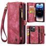 Caseme 008 Housse iPhone 14 Pro Etui avec Coque Détachable Porte-Monnaie - Rouge