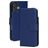Mobiparts Wallet Housse iPhone 17 Etui en Cuir Véritable Porte-Monnaie - Bleu