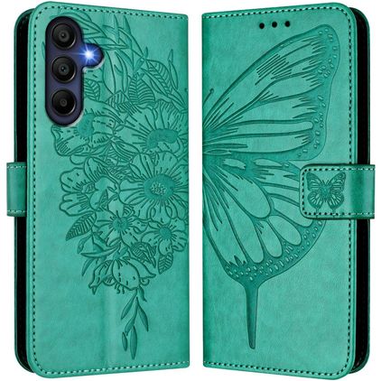 Mobigear Flowers Housse Samsung Galaxy A17 Etui Porte-Monnaie - Vert