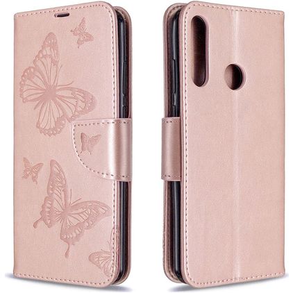 Mobigear Butterfly Housse Huawei Y6p Etui Porte-Monnaie - Rose doré