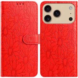 Mobigear Flowers Housse iPhone 17 Pro Etui Porte-Monnaie - Rouge