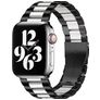 Mobigear Antwerp Bracelet Acier Apple Watch Fermeture boucle déployante - 42/41/40/38 mm - Noir / Blanc