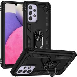 Mobigear Armor Ring Coque Samsung Galaxy A33 Coque arrière Rigide Anti-Chocs avec Anneau-Support - Noir