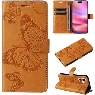 Mobigear Butterfly Housse iPhone 16 Etui Porte-Monnaie - Cognac