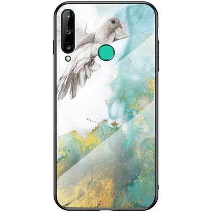 Mobigear Marble Glass Coque Huawei P40 Lite E Coque arrière en Verre trempé - Colombe