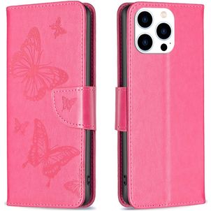 Mobigear Butterfly Housse iPhone 16 Pro Etui Porte-Monnaie - Rouge