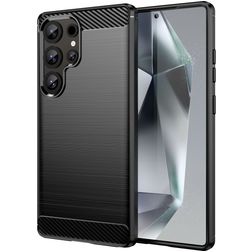Mobigear Brushed Slim Coque Samsung Galaxy S25 Ultra Coque arrière en TPU Souple - Noir