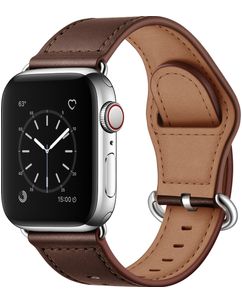 Mobigear Venezia Bracelet Cuir Apple Watch Fermeture boucle ardillon - 49/46/45/44 mm - Marron