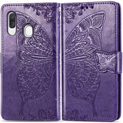 Mobigear Butterfly Housse Samsung Galaxy A40 Etui Porte-Monnaie - Violet