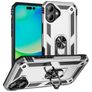 Mobigear Armor Ring Coque iPhone 17 Coque arrière Rigide Anti-Chocs avec Anneau-Support - Argent