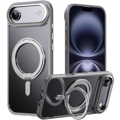 Mobigear Frosted Mag iPhone Air MagSafe Plastique rigide Coque arrière avec béquille - Gris