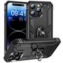 Mobigear Armor Ring Coque iPhone 16 Pro Max Coque arrière Rigide Anti-Chocs avec Anneau-Support - Noir