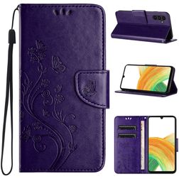 Mobigear Flowers Housse Samsung Galaxy A55 Etui Porte-Monnaie - Violet